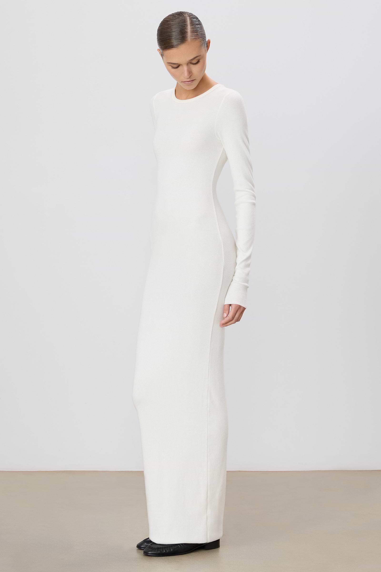 Long Sleeve Crewneck Maxi Dress | Butter Rib | Cream Long Sleeve Crewneck Maxi Dress | Butter Rib | Cream