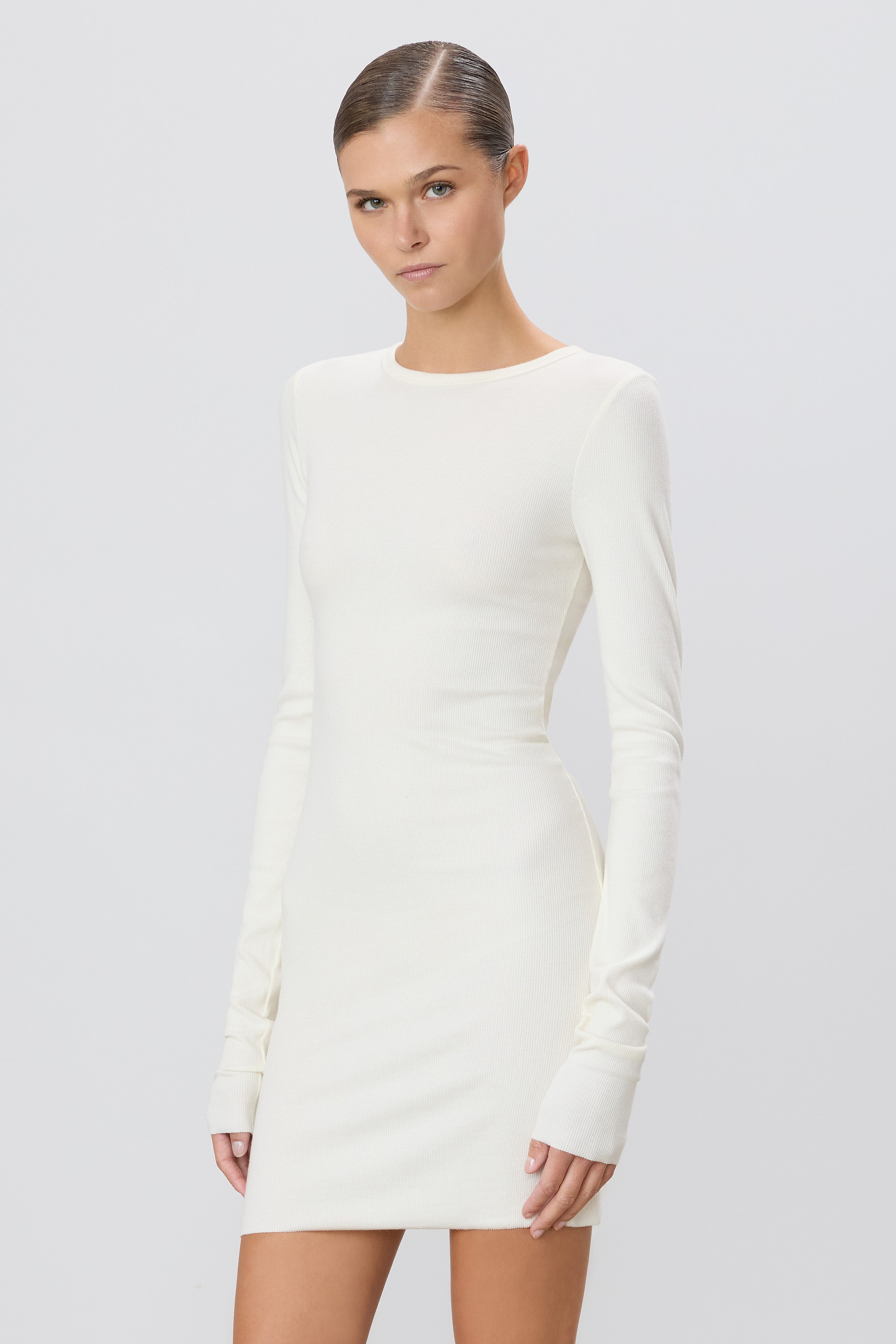LONG SLEEVE CREWNECK MINI DRESS - ÉTERNE