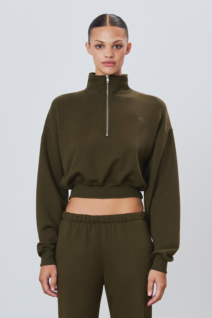 CROPPED HALF-ZIP SWEATSHIRT