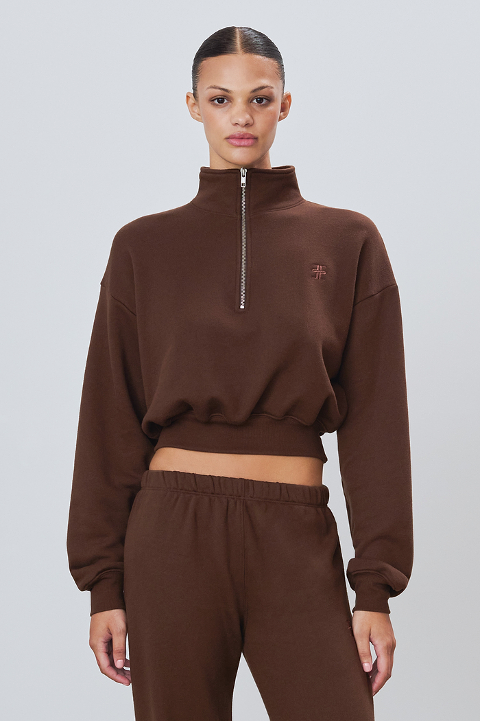 CROPPED HALF-ZIP SWEATSHIRT