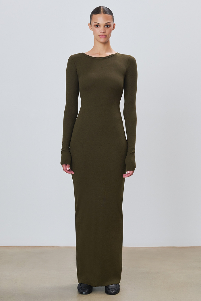 LONG SLEEVE CREWNECK MAXI DRESS