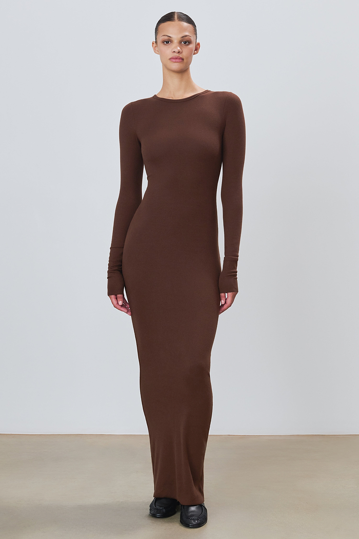 LONG SLEEVE CREWNECK MAXI DRESS