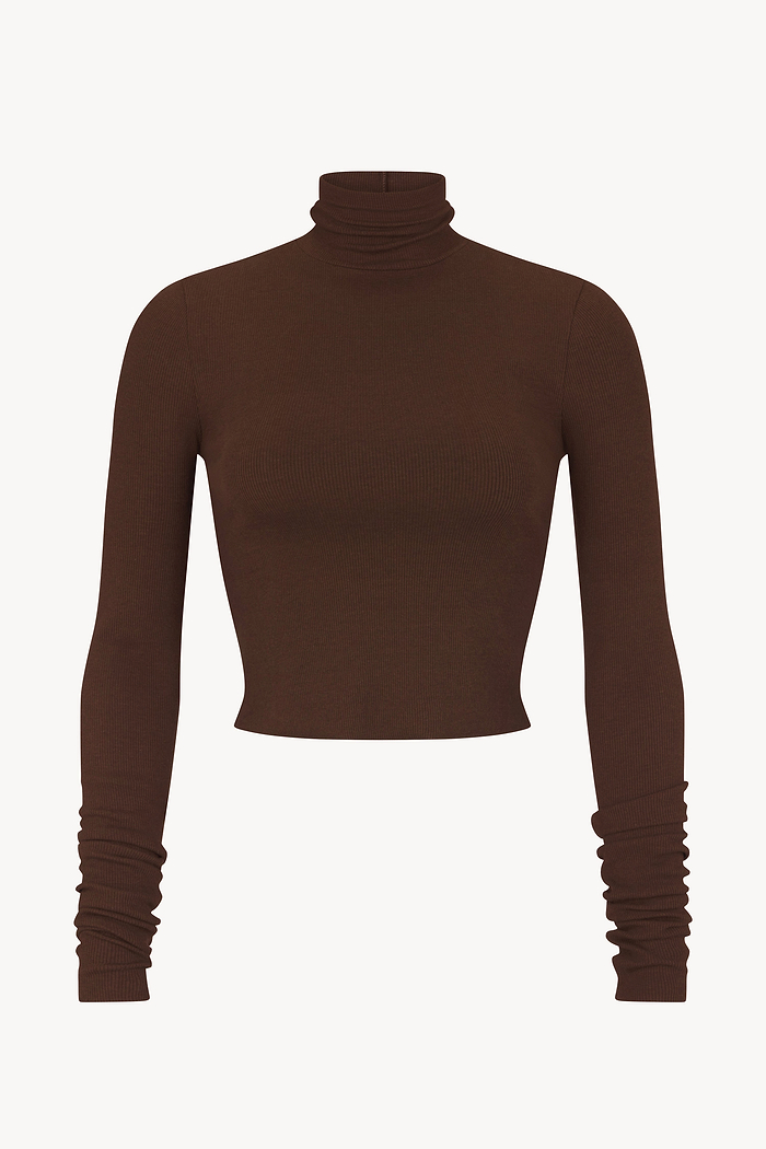 CROPPED FITTED TURTLENECK TOP