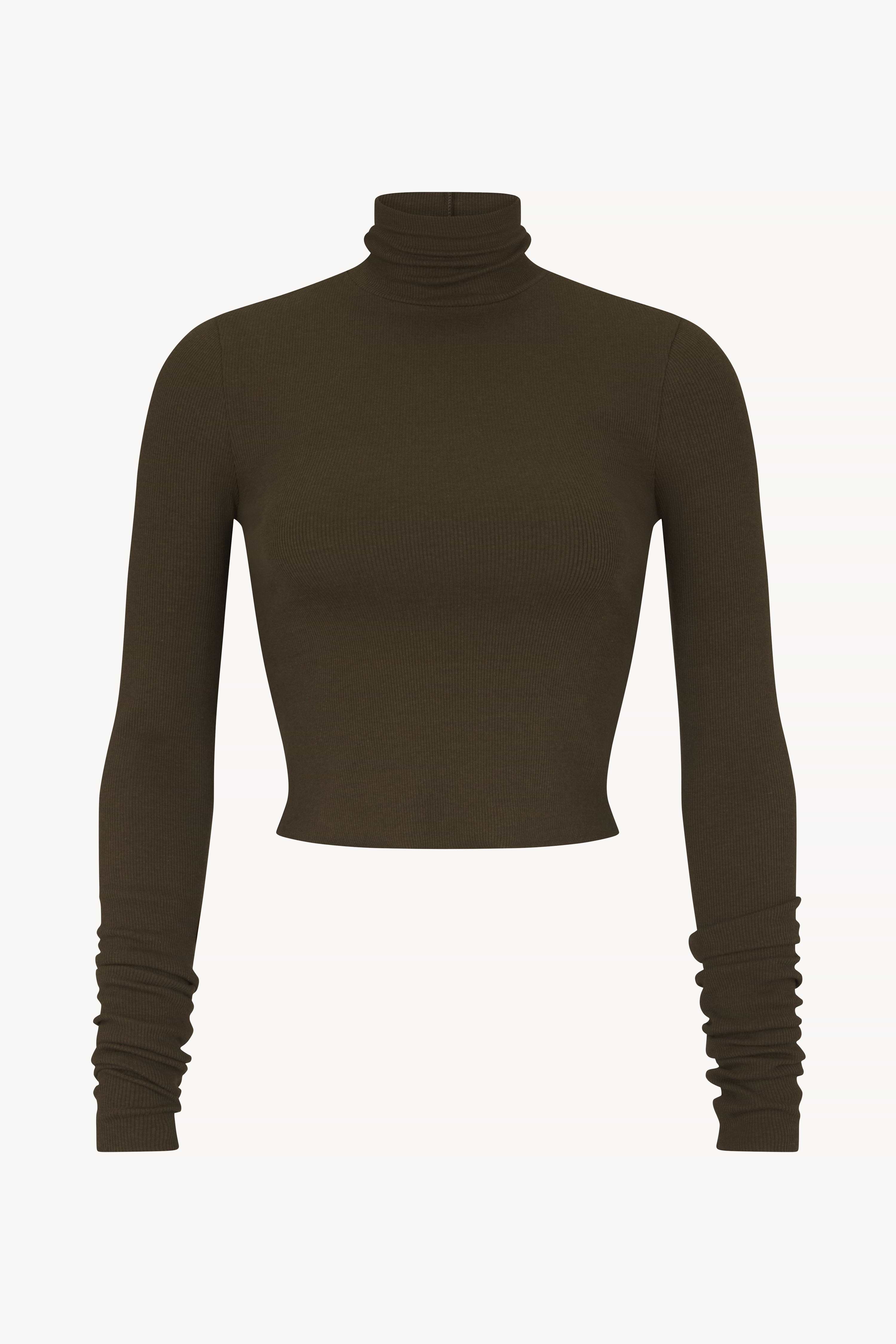 CROPPED FITTED TURTLENECK TOP