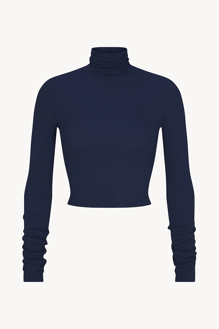 CROPPED FITTED TURTLENECK TOP