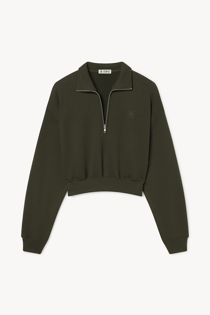 CROPPED HALF-ZIP SWEATSHIRT