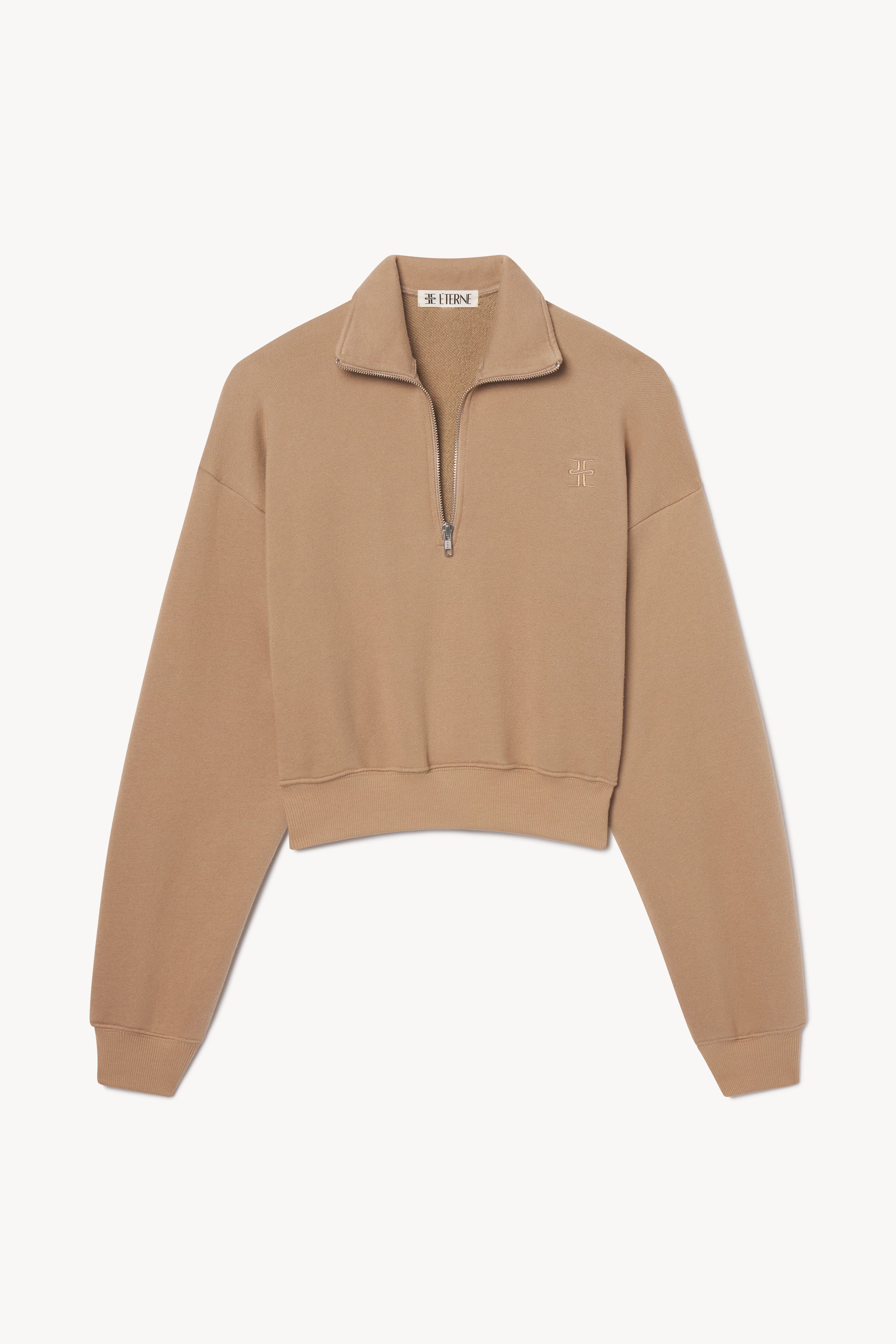 CROPPED HALF-ZIP SWEATSHIRT