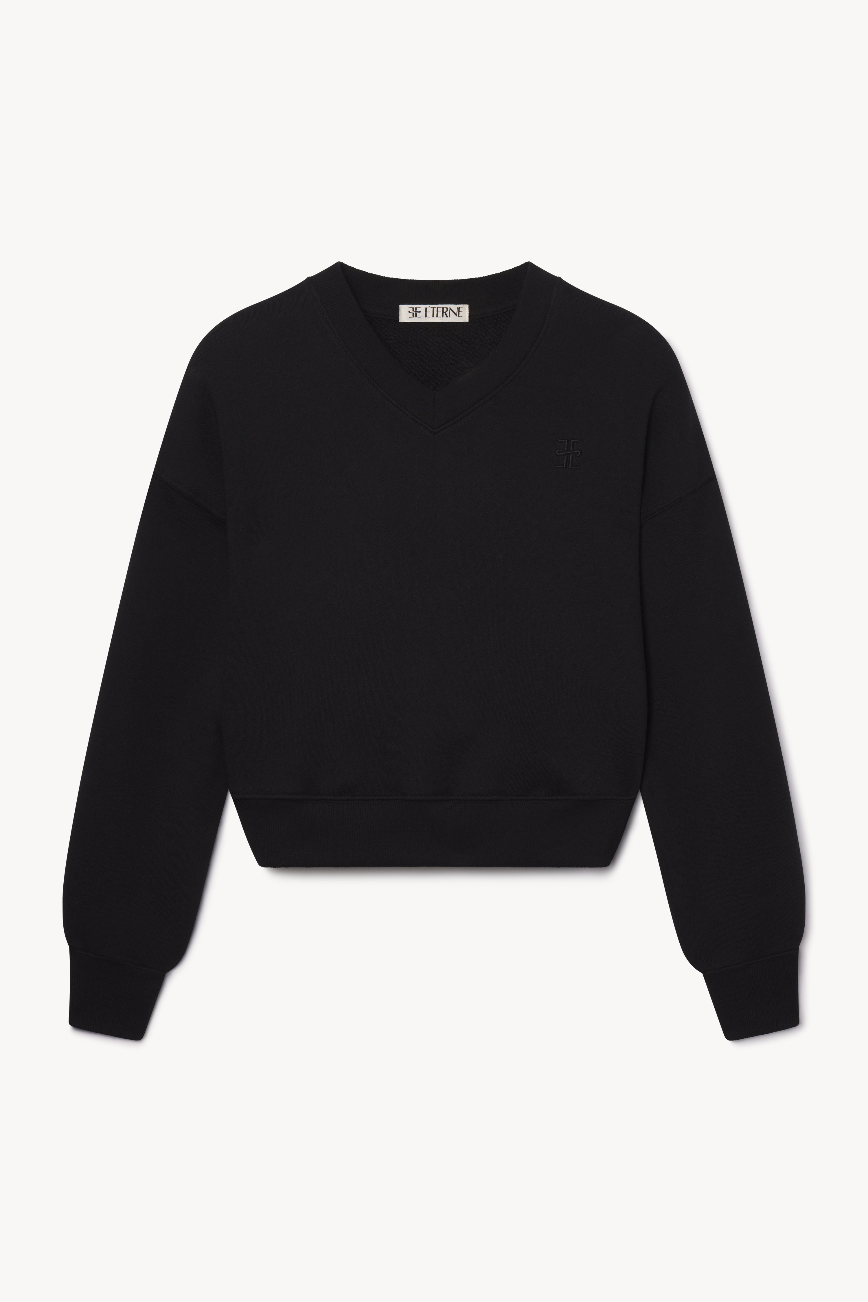CROPPED V-NECK SWEATSHIRT