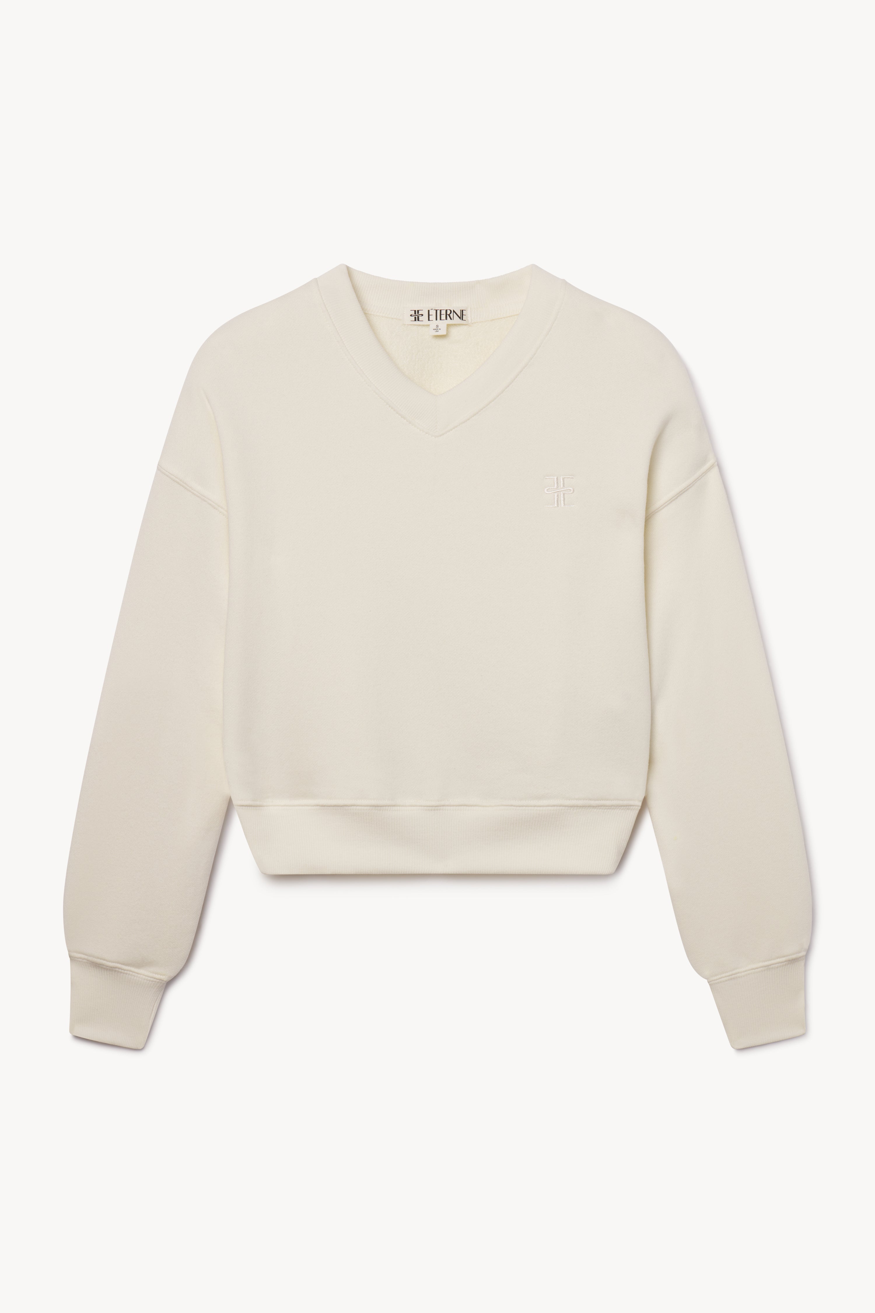 CROPPED V-NECK SWEATSHIRT