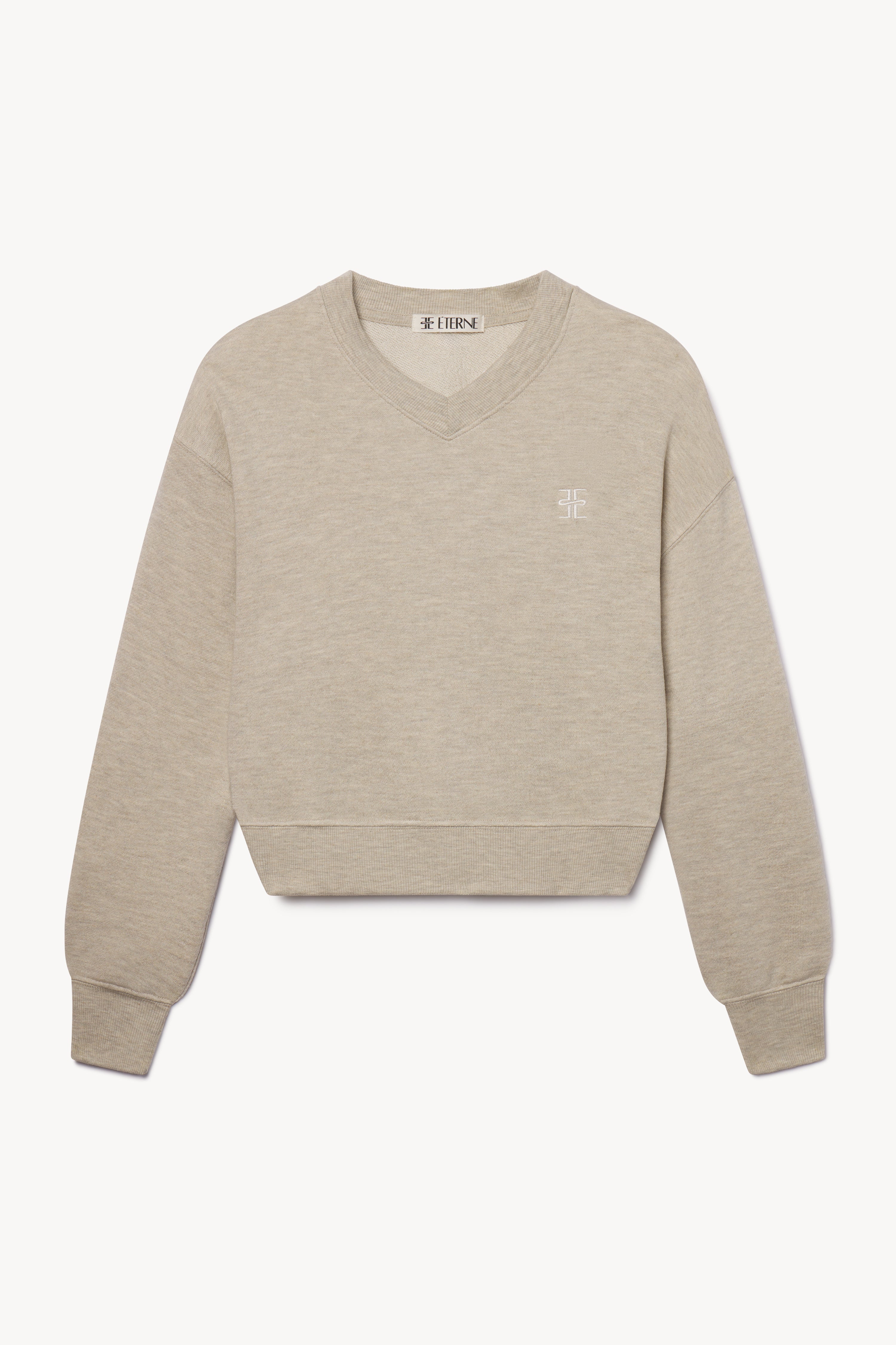 CROPPED V-NECK SWEATSHIRT