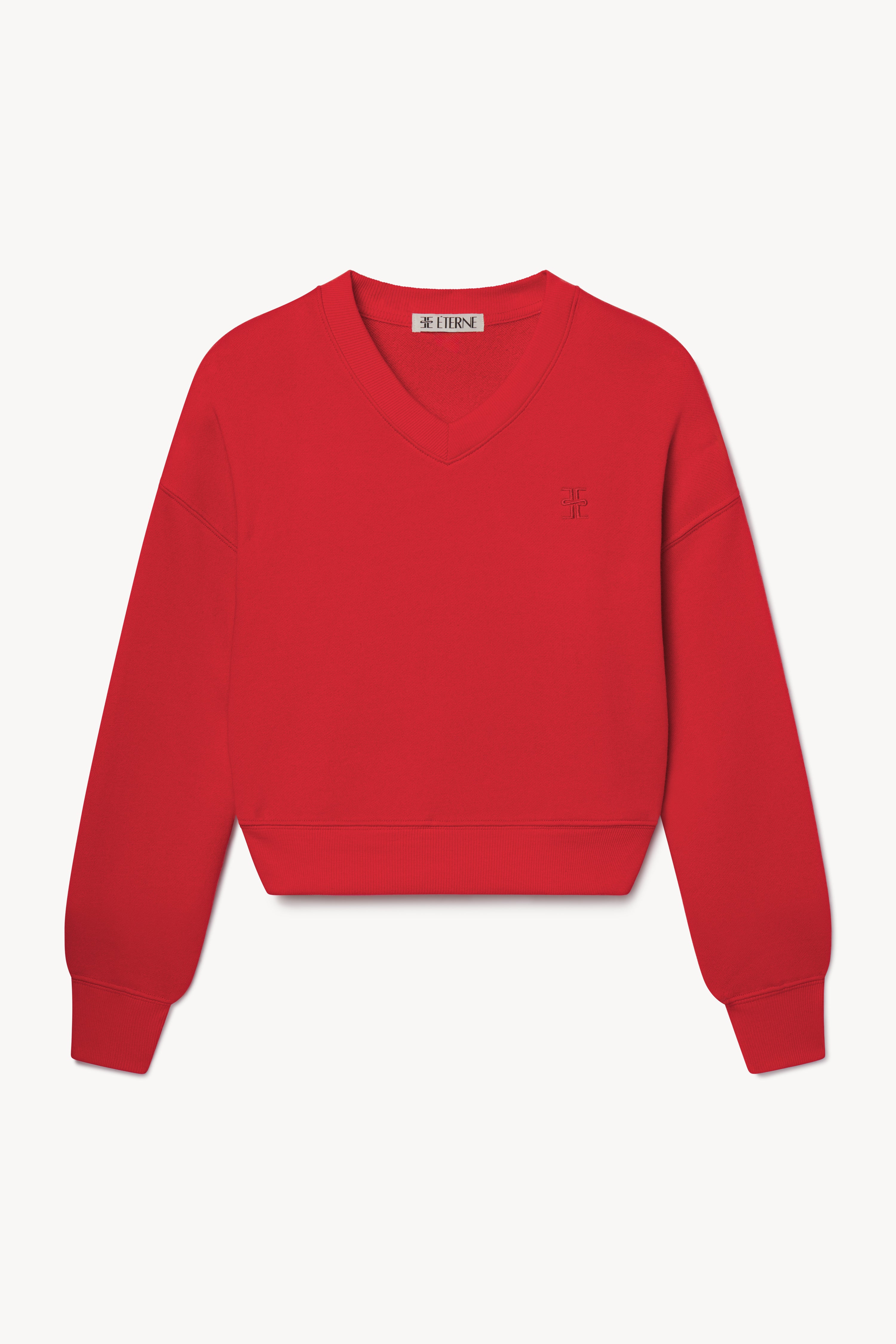 CROPPED V-NECK SWEATSHIRT