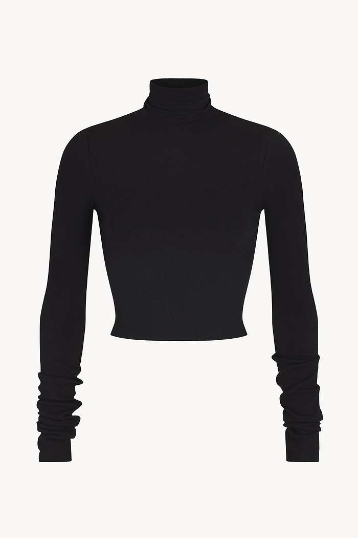 CROPPED FITTED TURTLENECK TOP