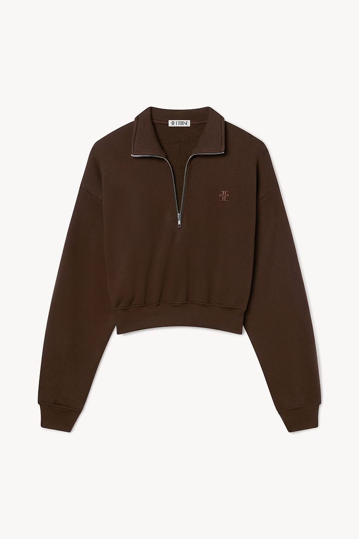 CROPPED HALF-ZIP SWEATSHIRT