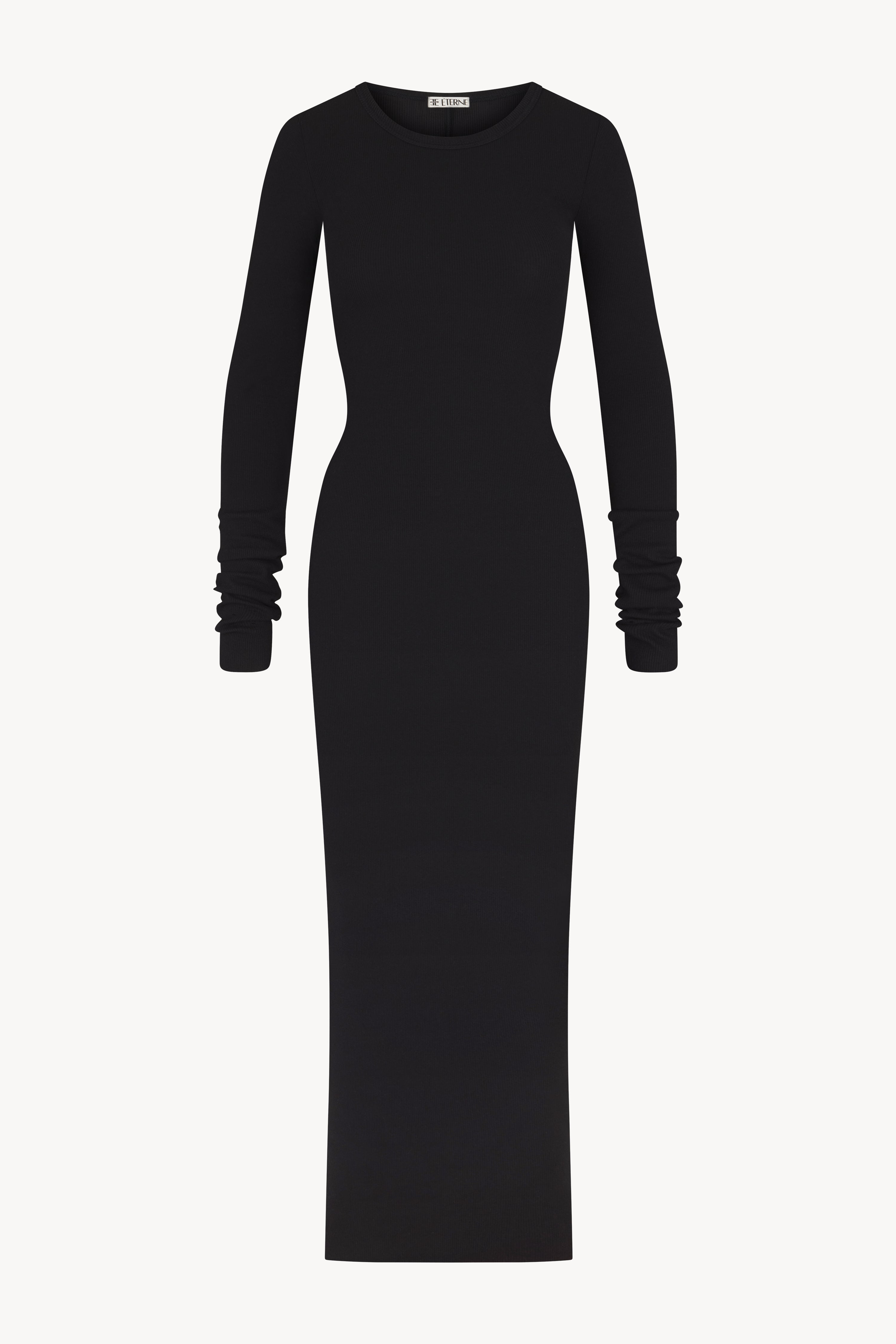 LONG SLEEVE CREWNECK MAXI DRESS - Main Image