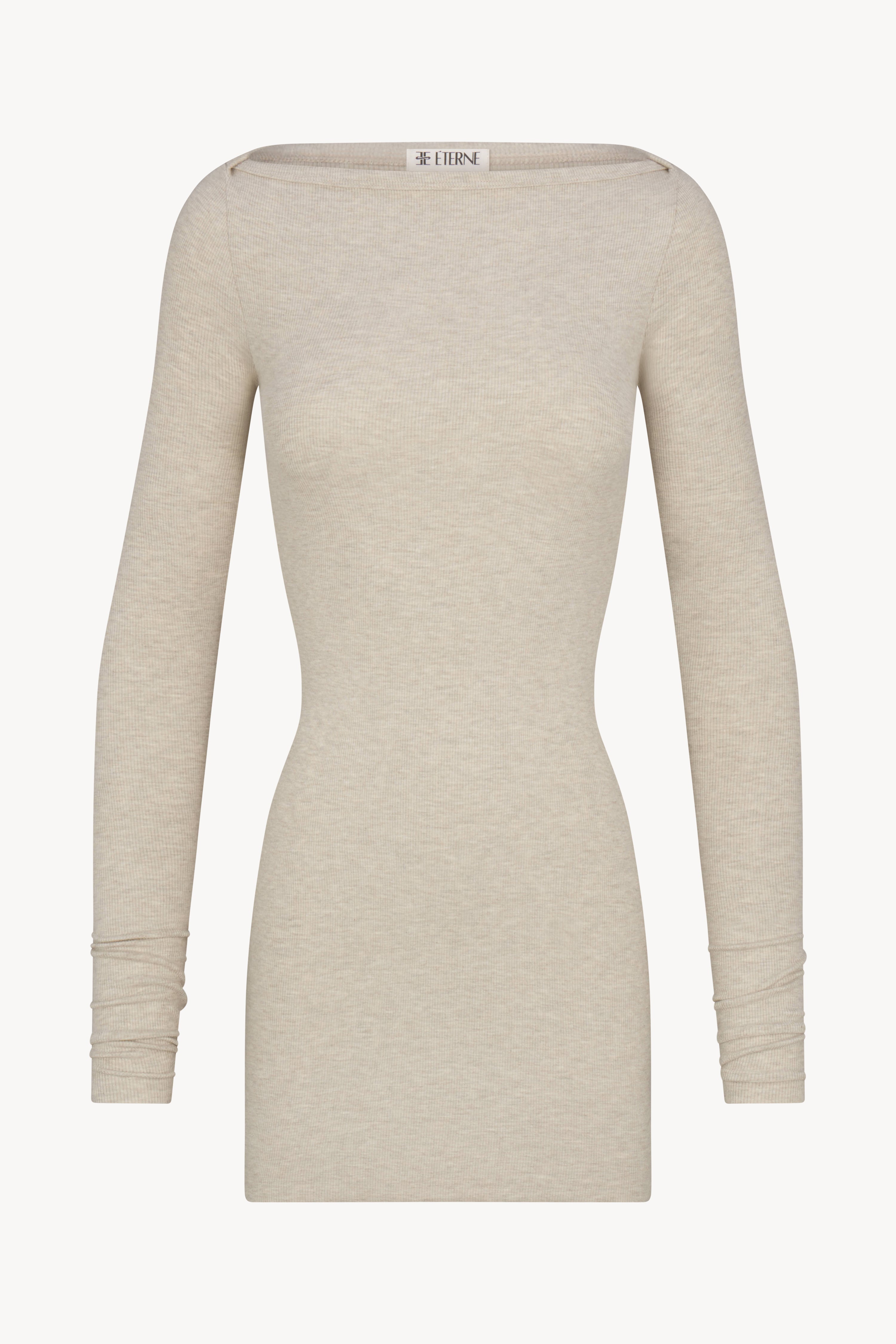 LONG SLEEVE BOATNECK MINI DRESS