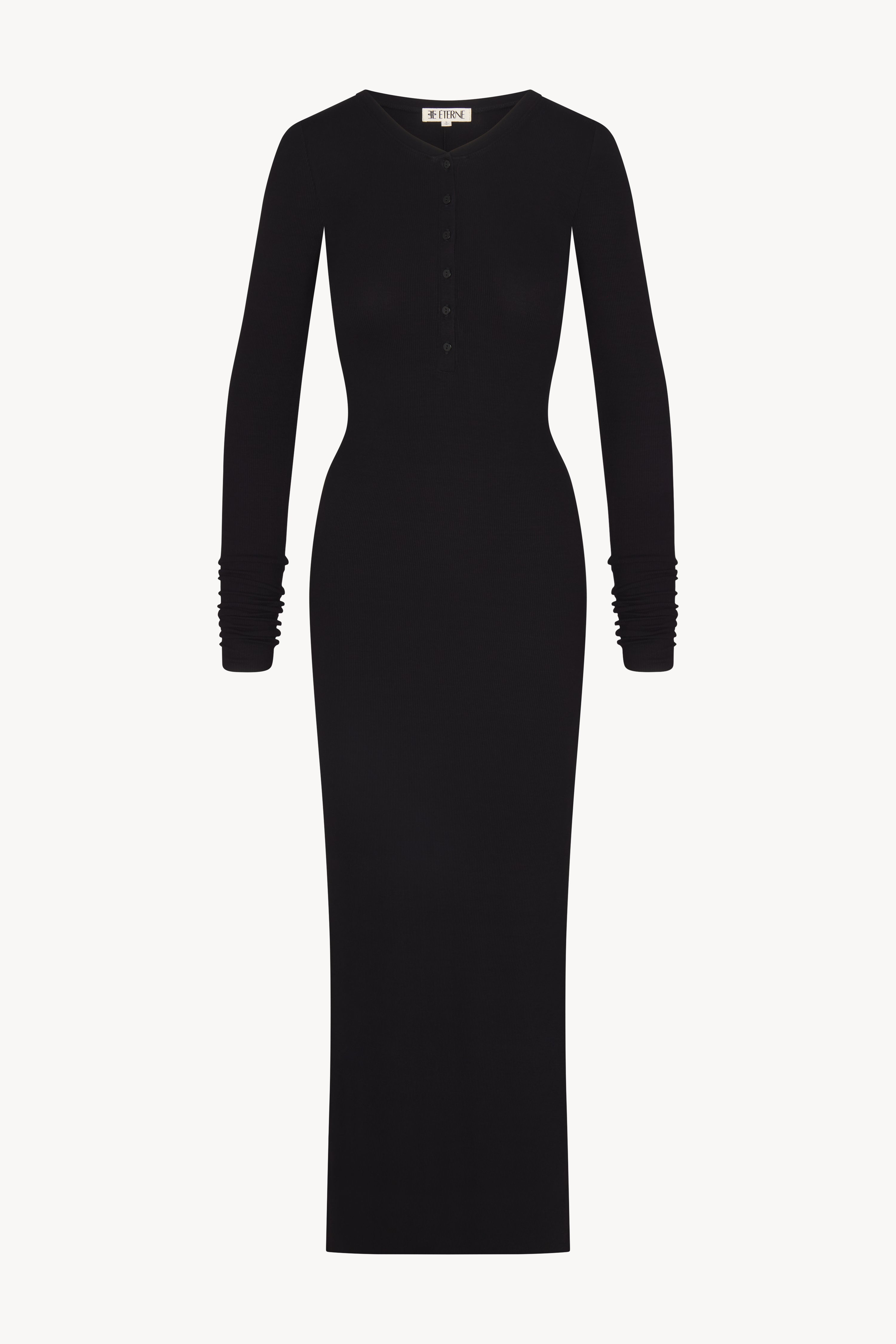 LONG SLEEVE HENLEY MAXI DRESS