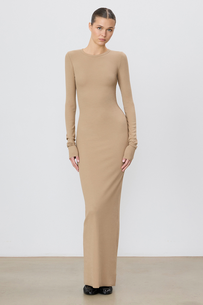 LONG SLEEVE CREWNECK MAXI DRESS