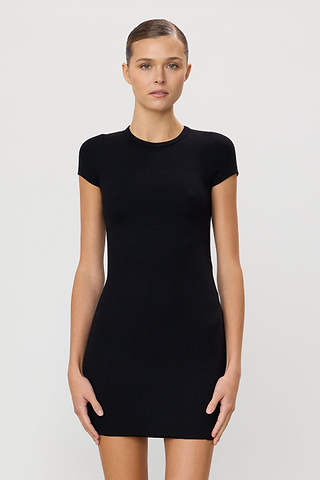 Eterne Cap Sleeve Mini Dress in Black