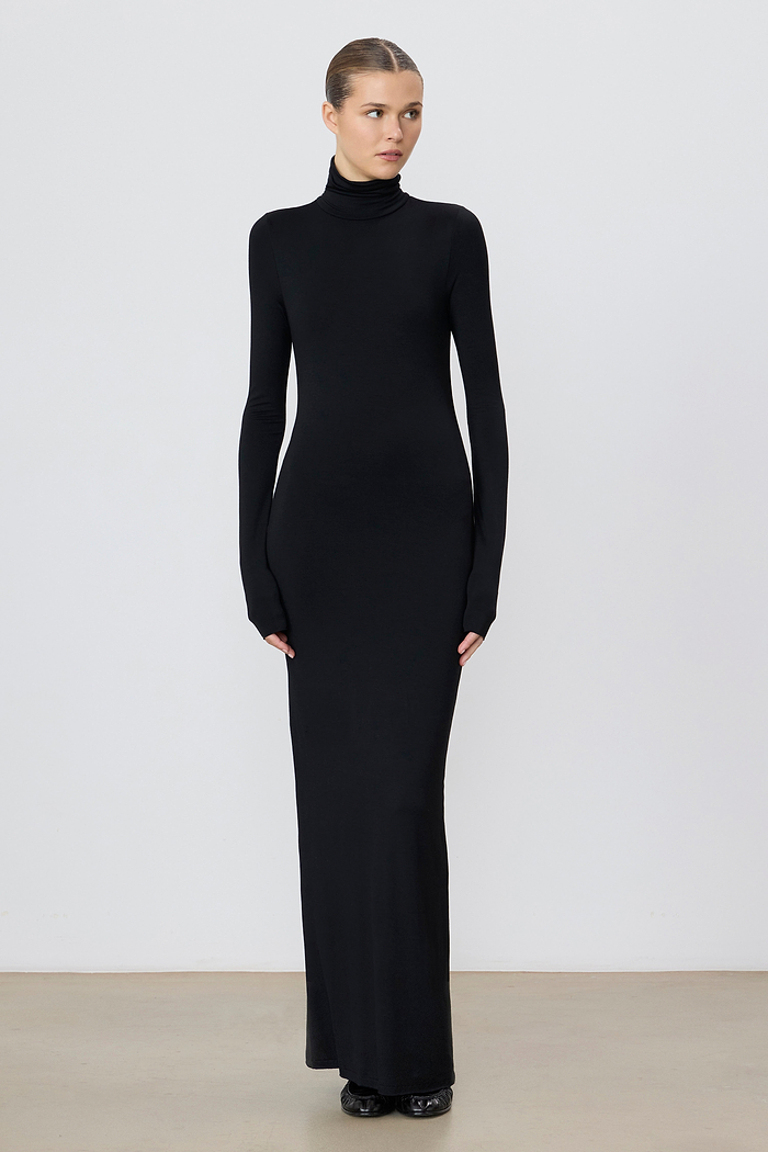 LONG SLEEVE TURTLENECK MAXI DRESS