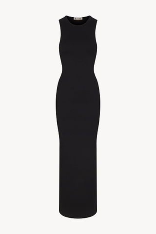 chinese dress ladies Perfectly Framed Black Jersey Knit Contrast Trim Sleeveless Maxi Dress