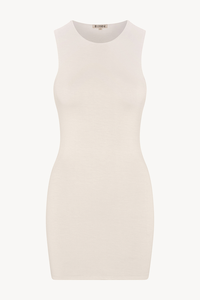 SLEEVELESS CREWNECK MINI DRESS