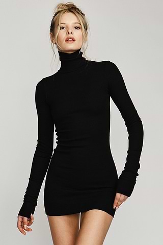 short sleeve black turtleneck dress