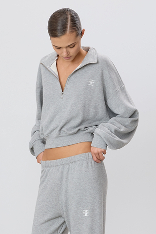 Cropped Half-zip Sweatshirt | French Terry | Heather Grey