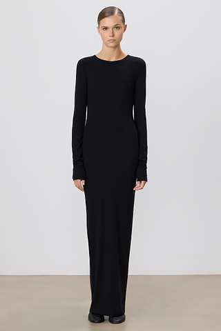 chinese dress ladies Long Sleeve Crewneck Maxi Dress | Butter Rib