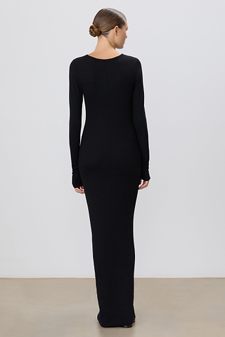 chinese dress ladies Long Sleeve Crewneck Maxi Dress | Butter Rib