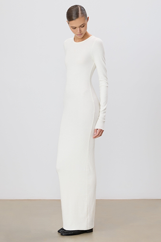 fitted lace wedding dress Long Sleeve Crewneck Maxi Dress | Butter Rib