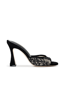 Avery Suede Open-Toe Mule in Black Suede | L'AGENCE