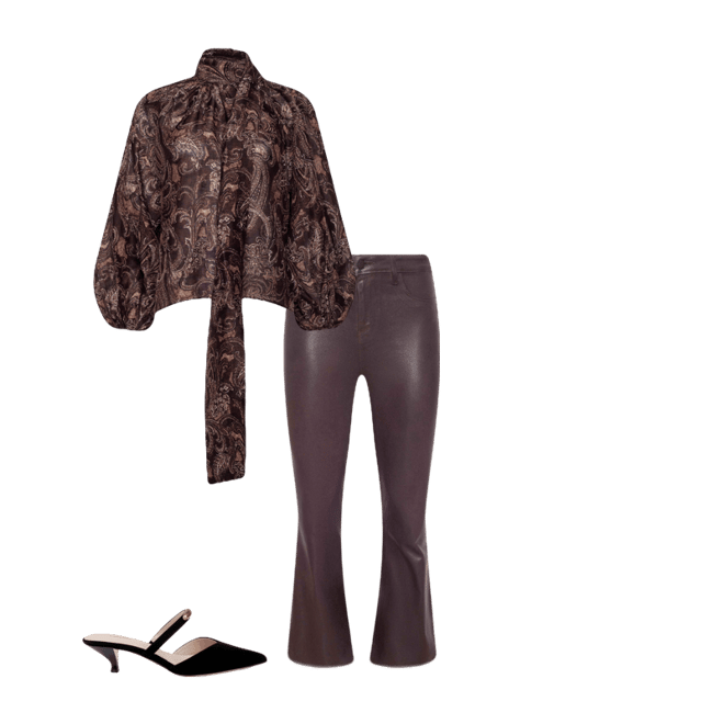 Kendra Coated Cropped Flare Jean in Chocolate Coated | L'AGENCE