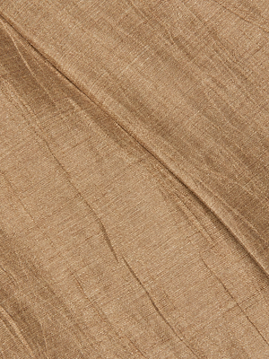 Close-up of the Hadleigh Linen-Blend Short's light brown, textured fabric with visible fibers and subtle diagonal crease lines, giving it a slightly rough and natural look.