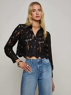 Seychelle Cropped Lace Blouse blouse L'AGENCE