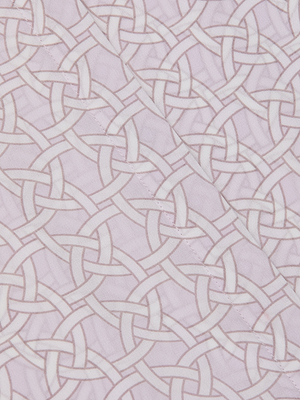 A close-up of the Cameron Silk Shirt Dress shows light pink fabric with an intricate white overlapping circular knot print, creating an interwoven design that echoes the elegance of silk crepe de chine.