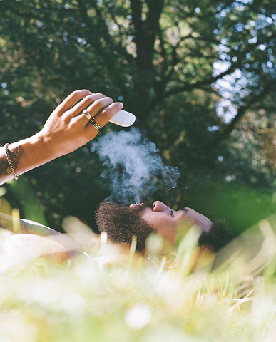 Smoke laying outside