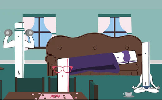 Animated image of the four original ripple flavours: BOOST, DREAM, POWER and RELAX