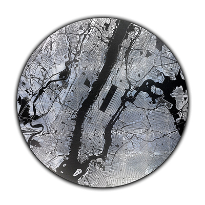 Mappa Mundi New York (Black on Silver)