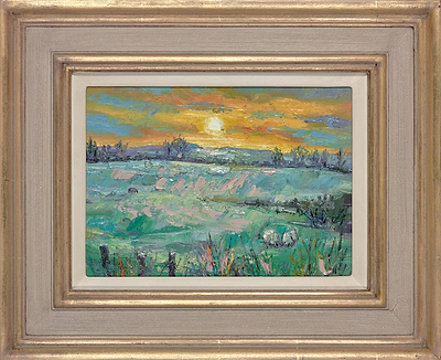 Sheep in Winter Fields