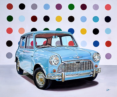 1964 Mini with Damien Hirst Background