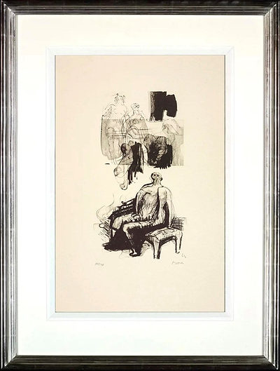 Woman Seated on Fireside Stool, 1973 (Framed)