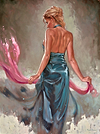 Blue Dress with Pink