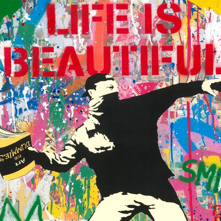 Mr.Brainwash ポスター　Banksy 額装付き Banksy Flower Thrower | Mr. Brainwash - Clarendon Fine Art