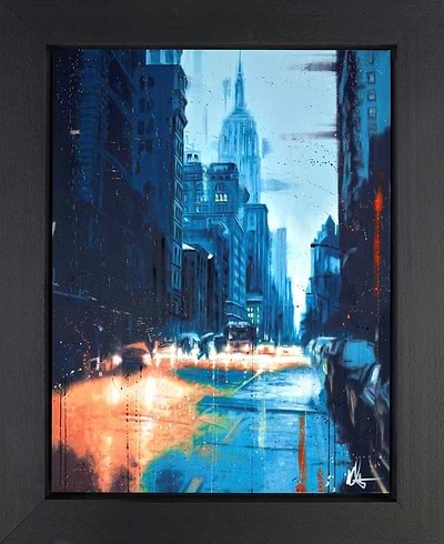 Empire State in Rain (Framed)