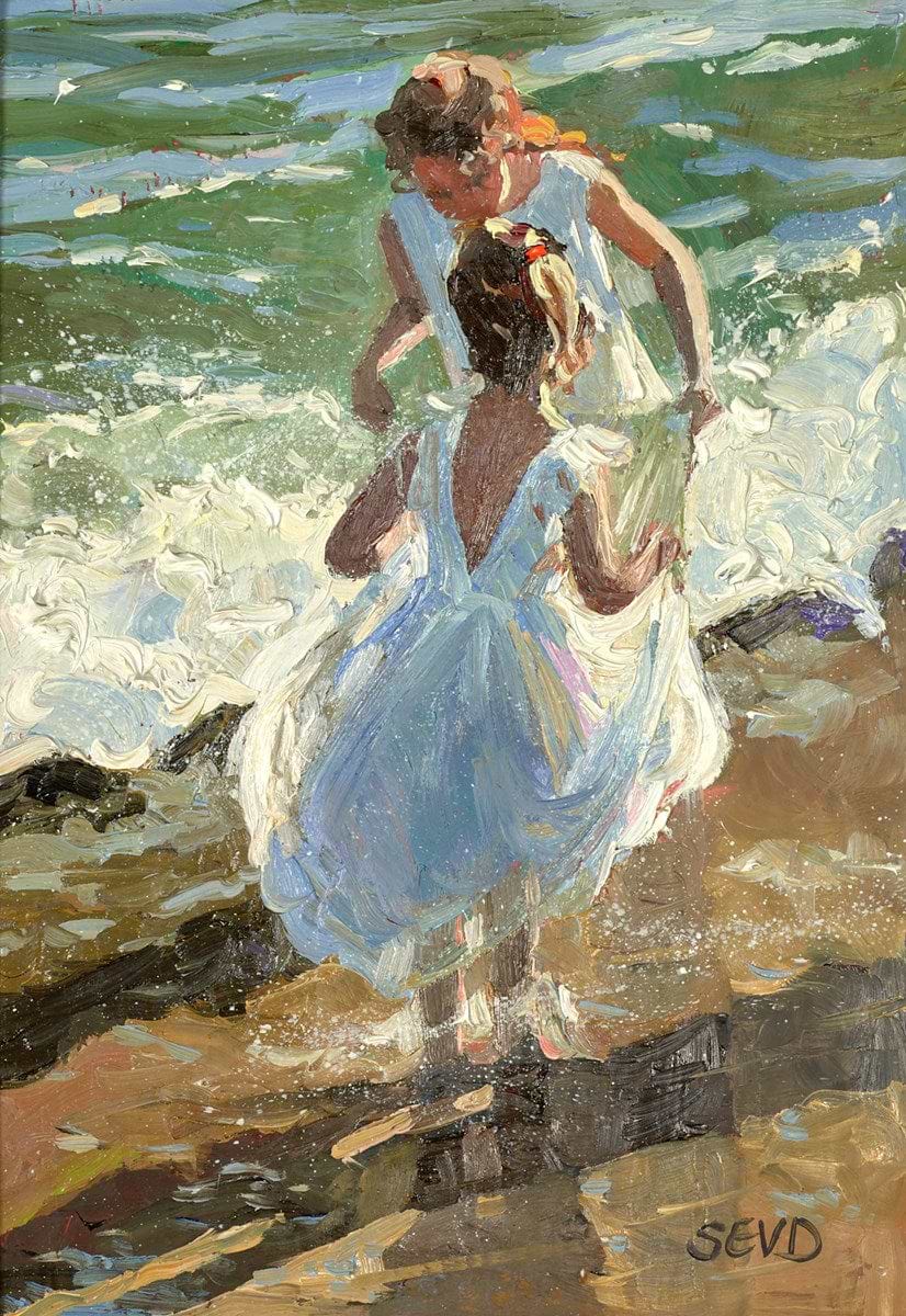 Girls Playing In The Surf