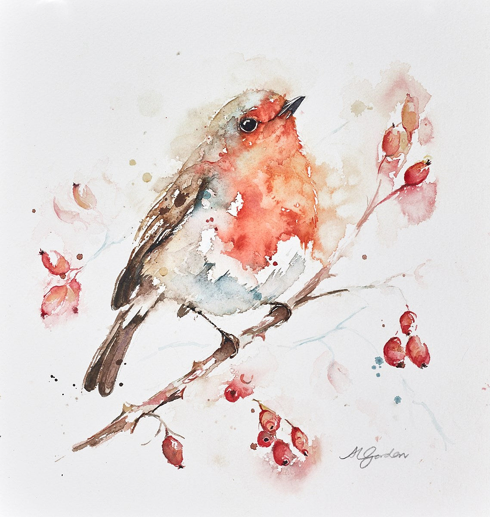 Robin On Rosehips