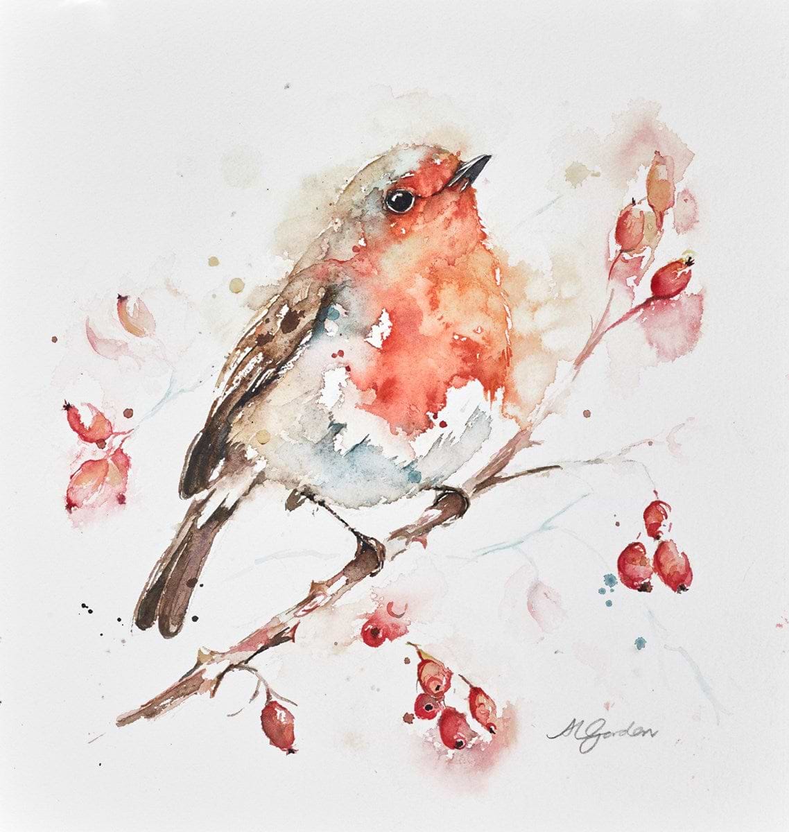 Robin On Rosehips
