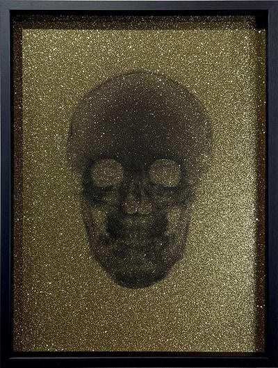 Crystal Skull (Black on Gold) (Framed)
