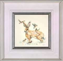 Meadow Hare with Goldfinches (Framed)