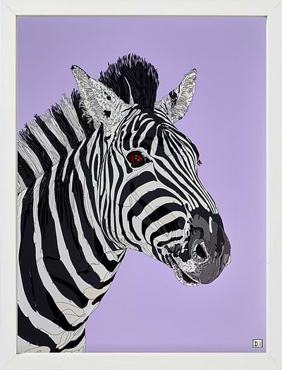 Zebra on Purple (Framed)